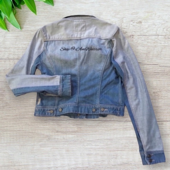 Paige ombrรฉ color block cropped denim jacket *shop@iamwarrior - Picture 6 of 10